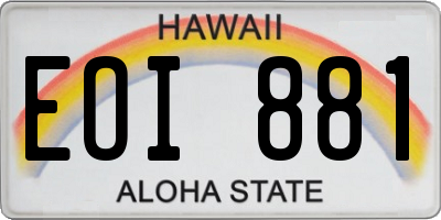 HI license plate EOI881