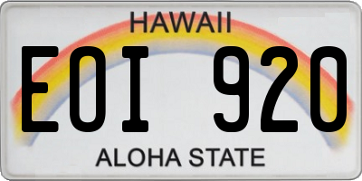 HI license plate EOI920