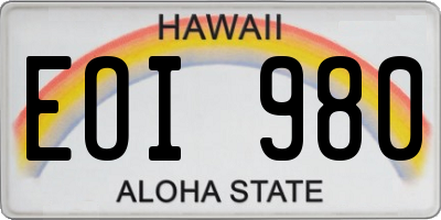 HI license plate EOI980