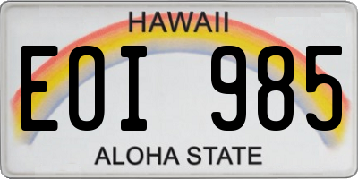 HI license plate EOI985