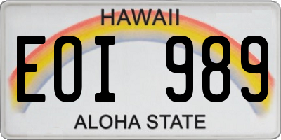 HI license plate EOI989