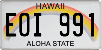 HI license plate EOI991