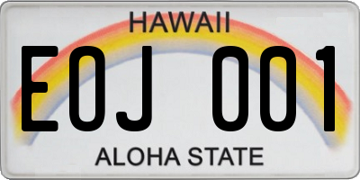 HI license plate EOJ001