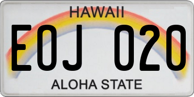 HI license plate EOJ020