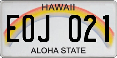 HI license plate EOJ021