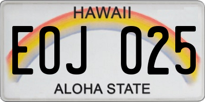 HI license plate EOJ025