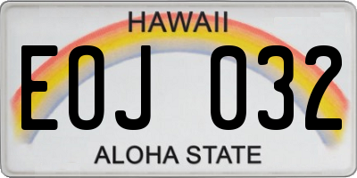 HI license plate EOJ032
