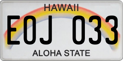 HI license plate EOJ033