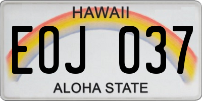 HI license plate EOJ037