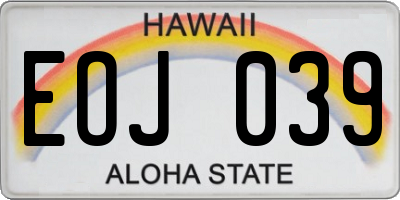 HI license plate EOJ039