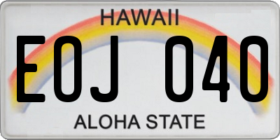 HI license plate EOJ040