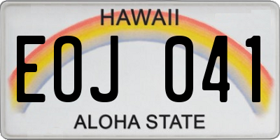 HI license plate EOJ041