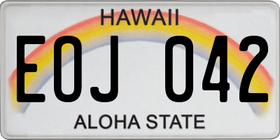 HI license plate EOJ042