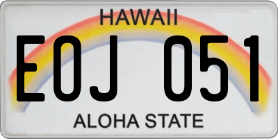 HI license plate EOJ051