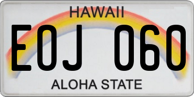 HI license plate EOJ060