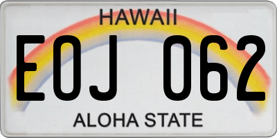 HI license plate EOJ062