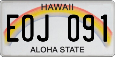 HI license plate EOJ091