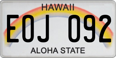 HI license plate EOJ092