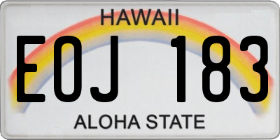 HI license plate EOJ183