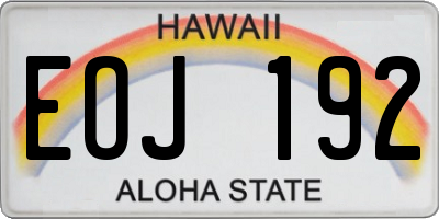 HI license plate EOJ192
