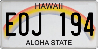 HI license plate EOJ194