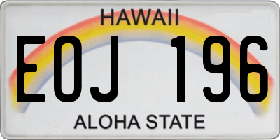 HI license plate EOJ196