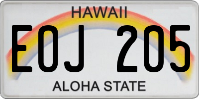 HI license plate EOJ205