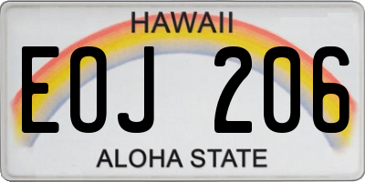HI license plate EOJ206
