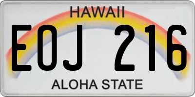 HI license plate EOJ216