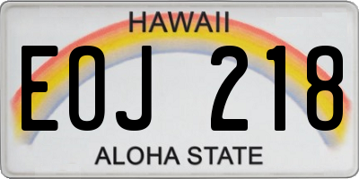 HI license plate EOJ218