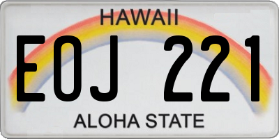 HI license plate EOJ221
