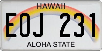 HI license plate EOJ231