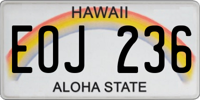 HI license plate EOJ236