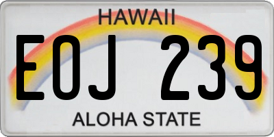 HI license plate EOJ239