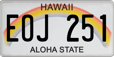 HI license plate EOJ251