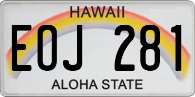 HI license plate EOJ281