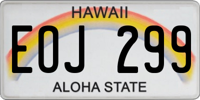 HI license plate EOJ299