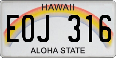 HI license plate EOJ316
