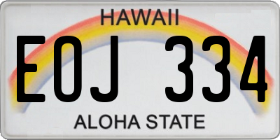 HI license plate EOJ334