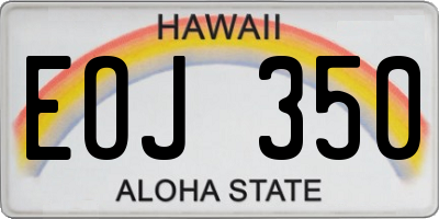 HI license plate EOJ350