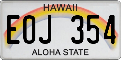 HI license plate EOJ354