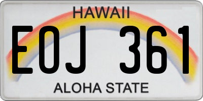 HI license plate EOJ361