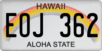 HI license plate EOJ362