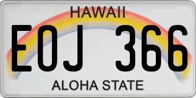 HI license plate EOJ366