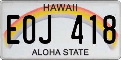 HI license plate EOJ418