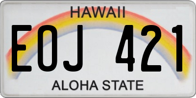 HI license plate EOJ421