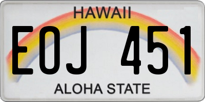 HI license plate EOJ451