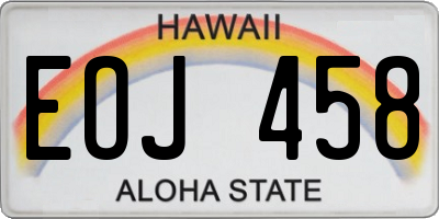 HI license plate EOJ458