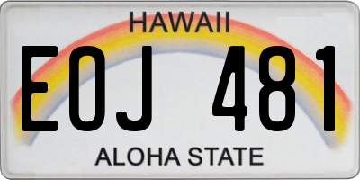HI license plate EOJ481