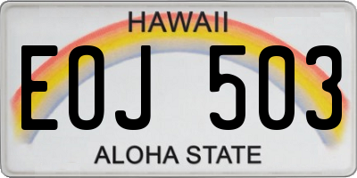 HI license plate EOJ503
